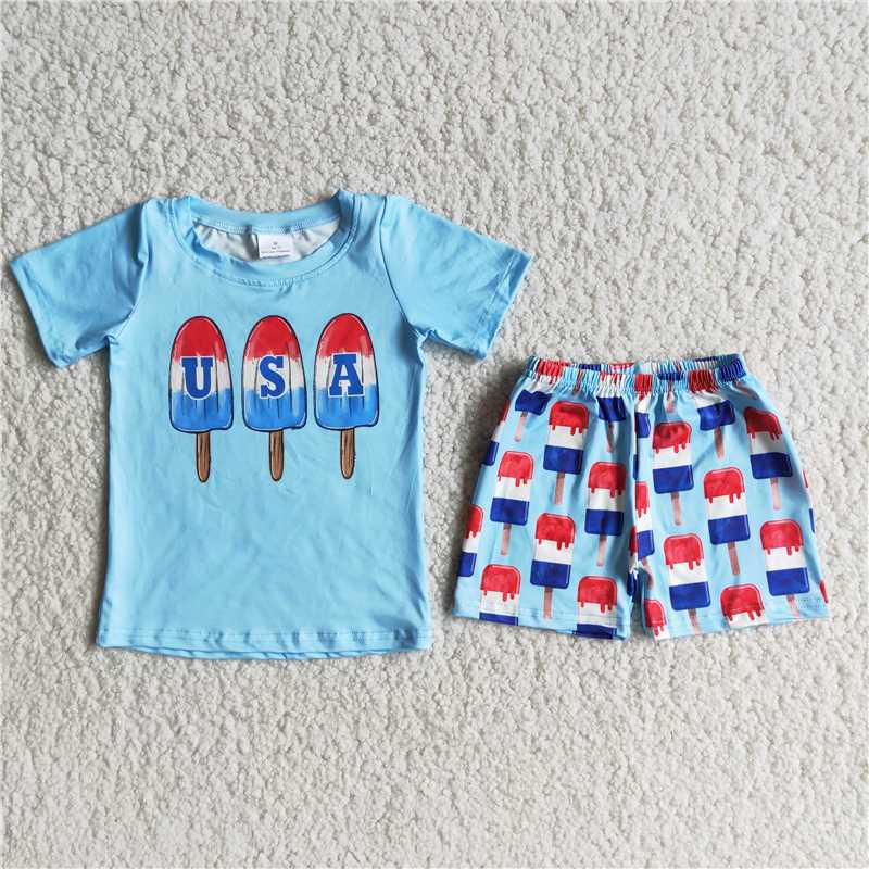 D7-15 Blue USA popsicle boy suit