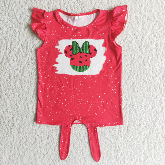 G2-23-6/* Watermelon Mickey Mouse head red flying sleeve top