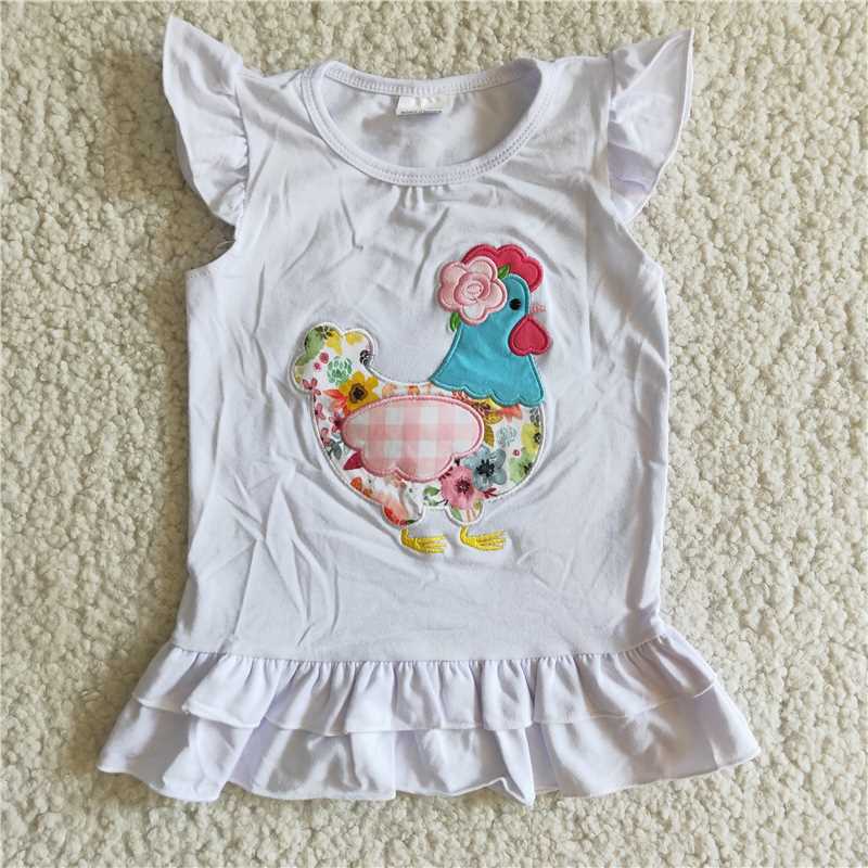 G2-23-7/*. Embroidered chicken sleeve top