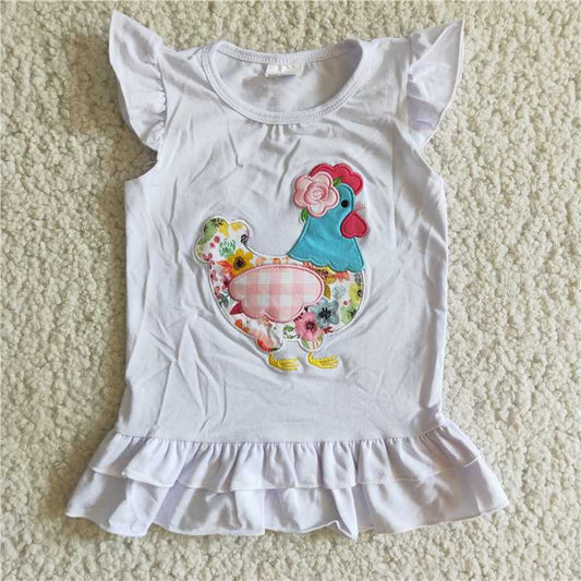 G2-23-7/*. Embroidered chicken sleeve top