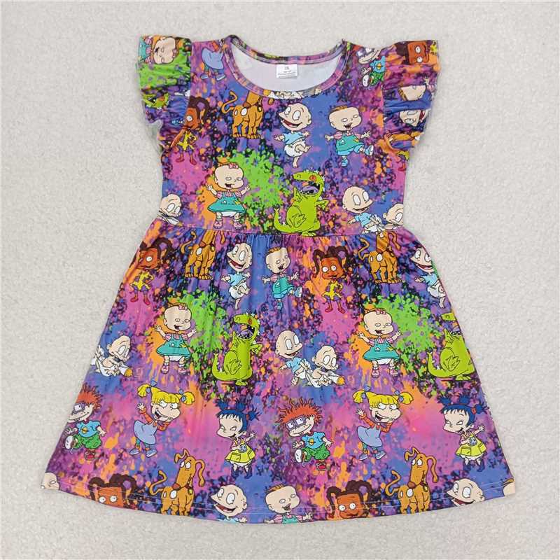 Children's colorful flying sleeve dress 小孩彩色飞袖裙 – sunshine kids clothes