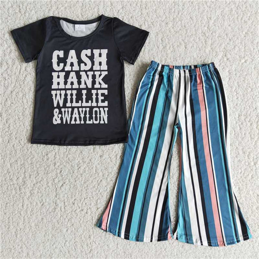 B1-18 CASH black short sleeve striped trousers