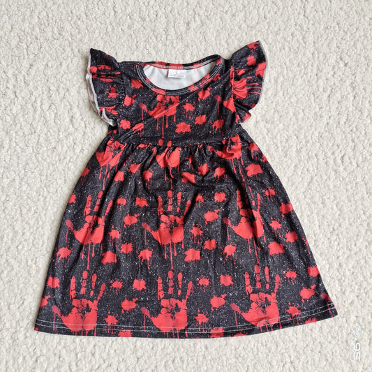 G5-11-4*; Red handprint black flying sleeves dress