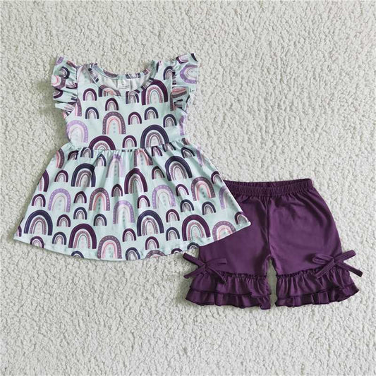 GSSO0009 Purple Rainbow Fly-Sleeve Boxer Shorts Set