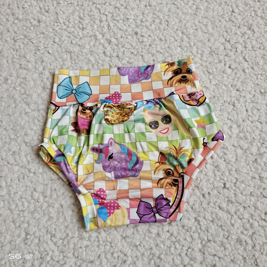 G2-12-9*'. Unicorn bow colorful plaid thong