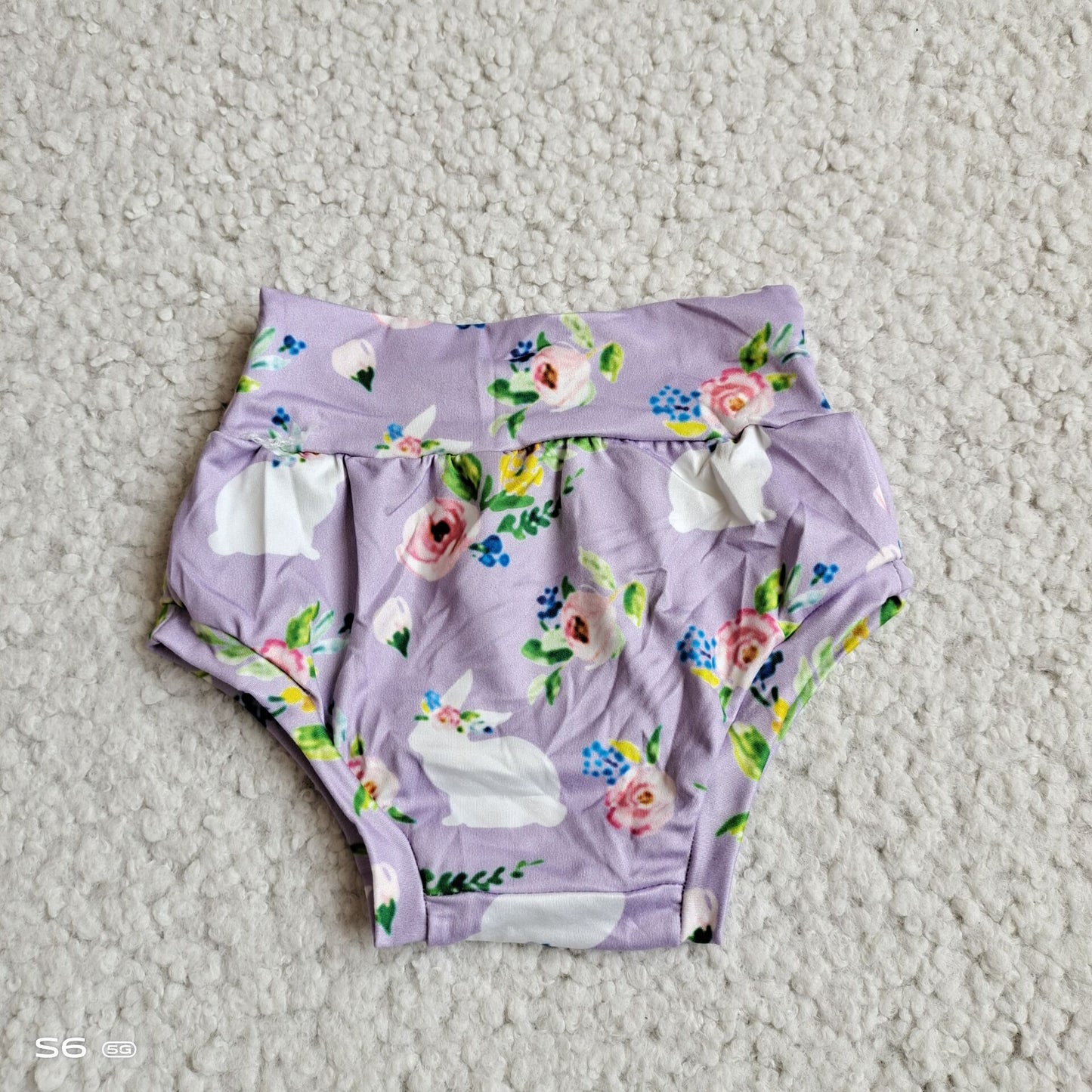 G2-8-3*; White bunny blue and pink flower thong