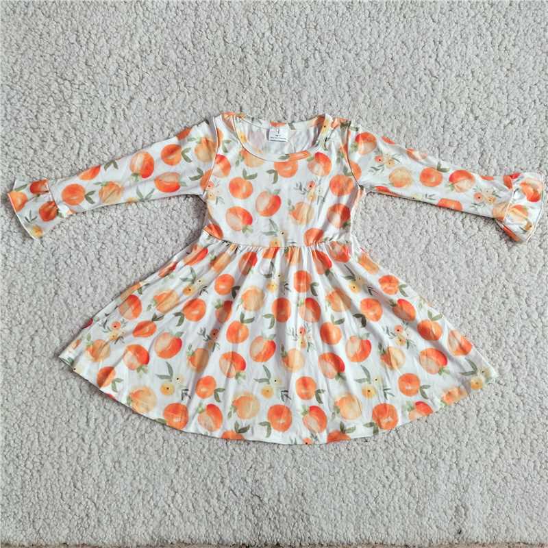 RTS NO MOQ SALES G2-24*[\. Light orange peach flared long-sleeved dress