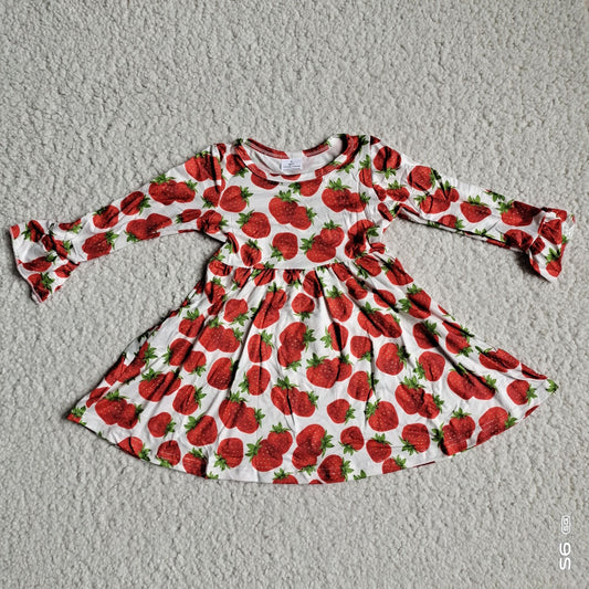 RTS NO MOQ SALES G2-24*' Strawberry white long-sleeved dress