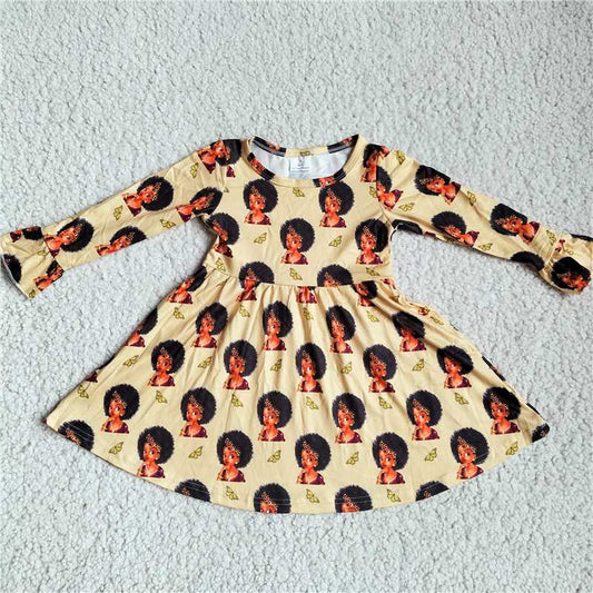 RTS NO MOQ SALES G3-8-1*'- African girl yellow long-sleeved dress