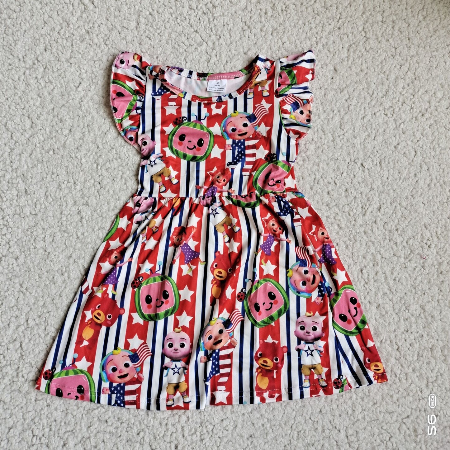 G5-15-6*;'; Starry red, blue and white striped flying sleeves dress