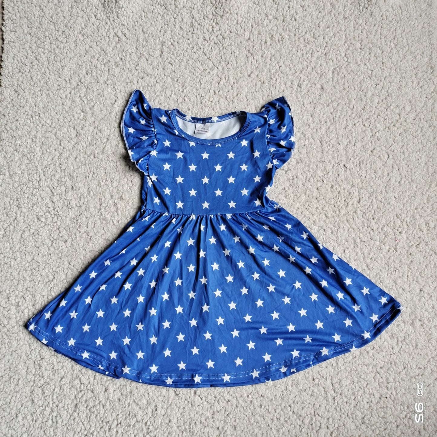 G4-11-4*..' Small five-pointed star blue flying sleeve dress