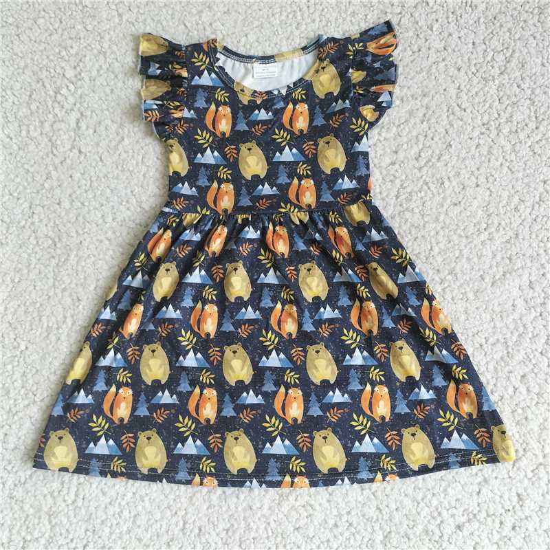 G4-17-5 Little fox leaf flying sleeve dress