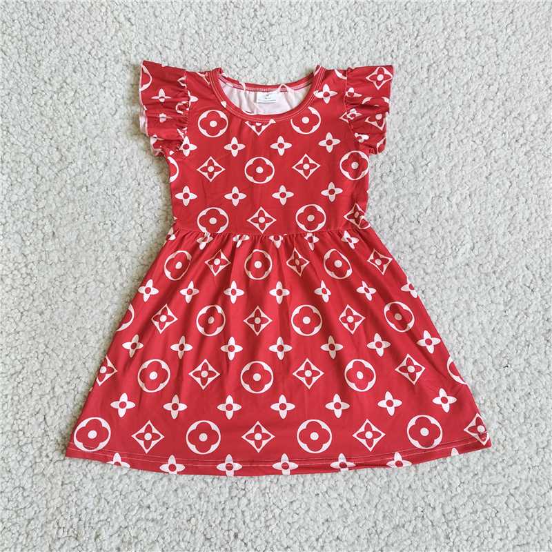 White pattern red flying sleeve dress 白色花纹红色飞袖裙