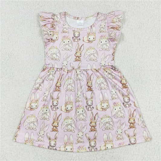 Baby pink bunny with wreath, flying sleeves dress 戴花环兔子嫩粉色飞袖裙