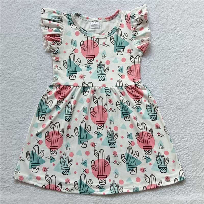 Cactus circle white flying sleeve dress 仙人掌圆圈白色飞袖裙