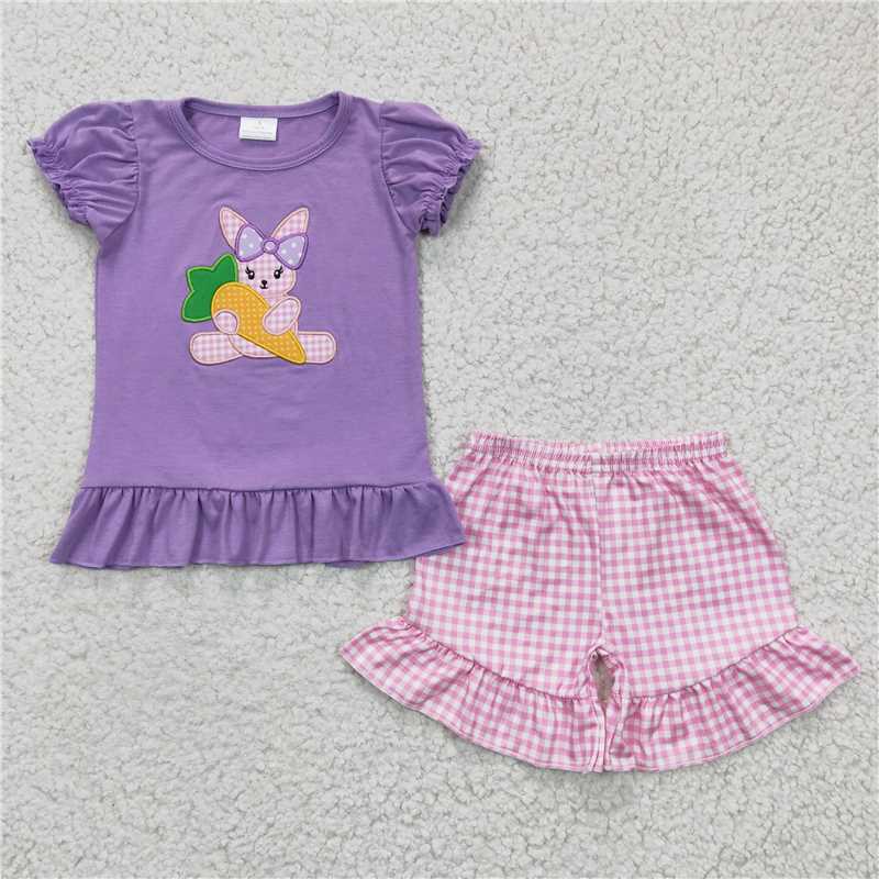 RTS NO MOQ Baby boy clothes embroidery easter Short Sleeve shorts Suit