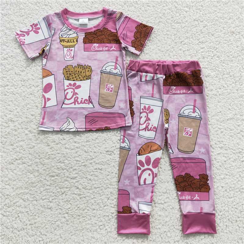 RTS NO MOQ Baby Girls And Boys Chick Short Sleeve Top Pants Set