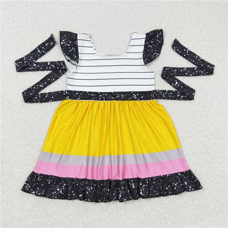 RTS baby girls clothes back to school short Sleeve dress top