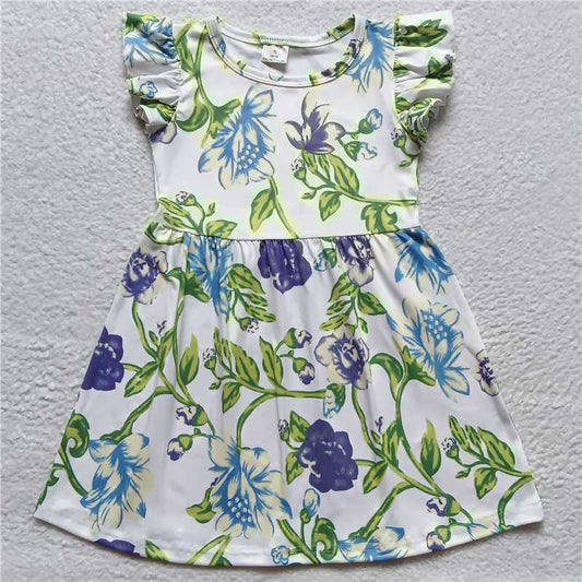 G4-8/.'' Purple blue floral white flying sleeves dress