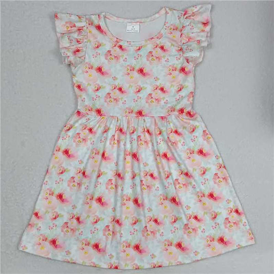 G4-4-9\ Pink floral sleeve dress