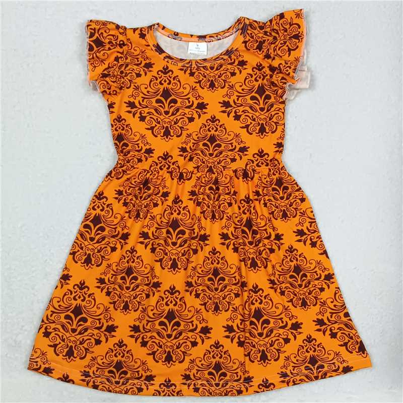 "G5-14-1[,] Brown patterned yellow flying sleeves skirt"