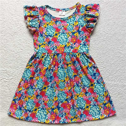 G5-14-4'/; Colorful flower sleeve dress