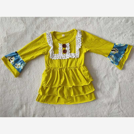 RTS SALES NO MOQ G4-10】.G4-10】. Wooden button lace long-sleeved top