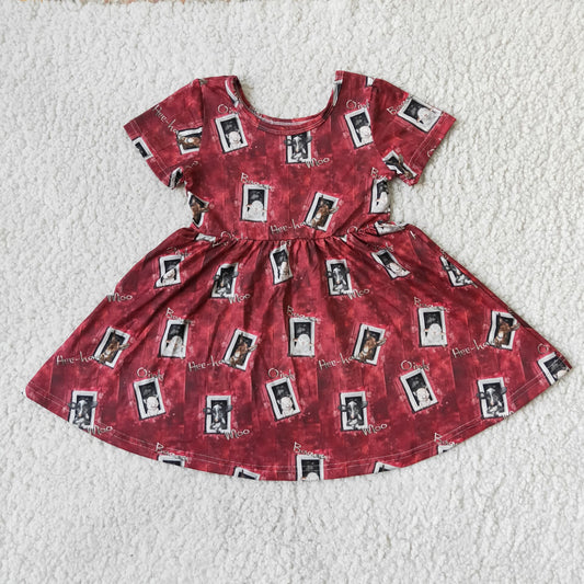 RTS SALES NO MOQ G2-19-2*** Pig Cow Red Short Sleeve Dress