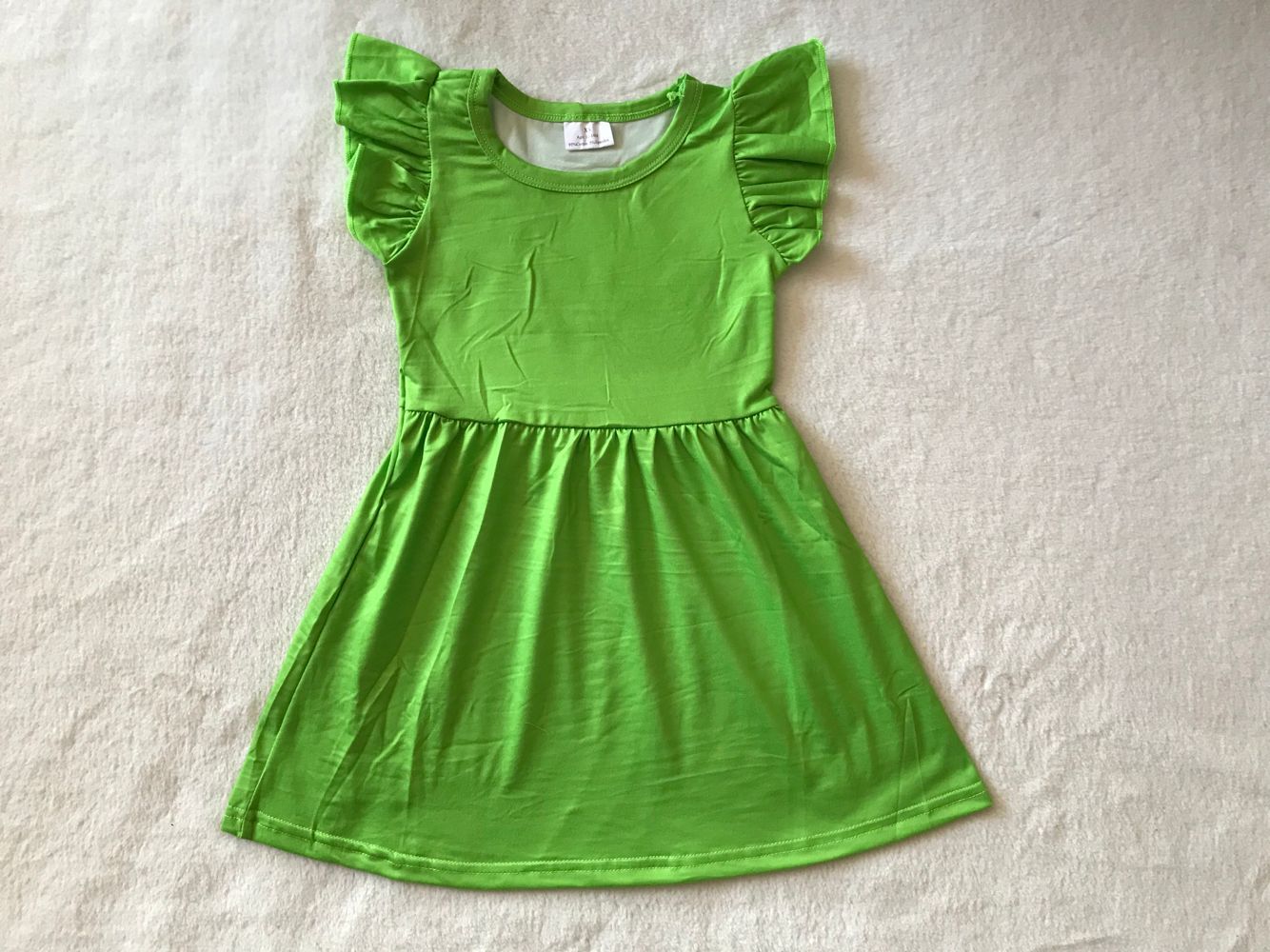 RTS SALES NO MOQ G3-6 Yellow-green flying sleeves dress