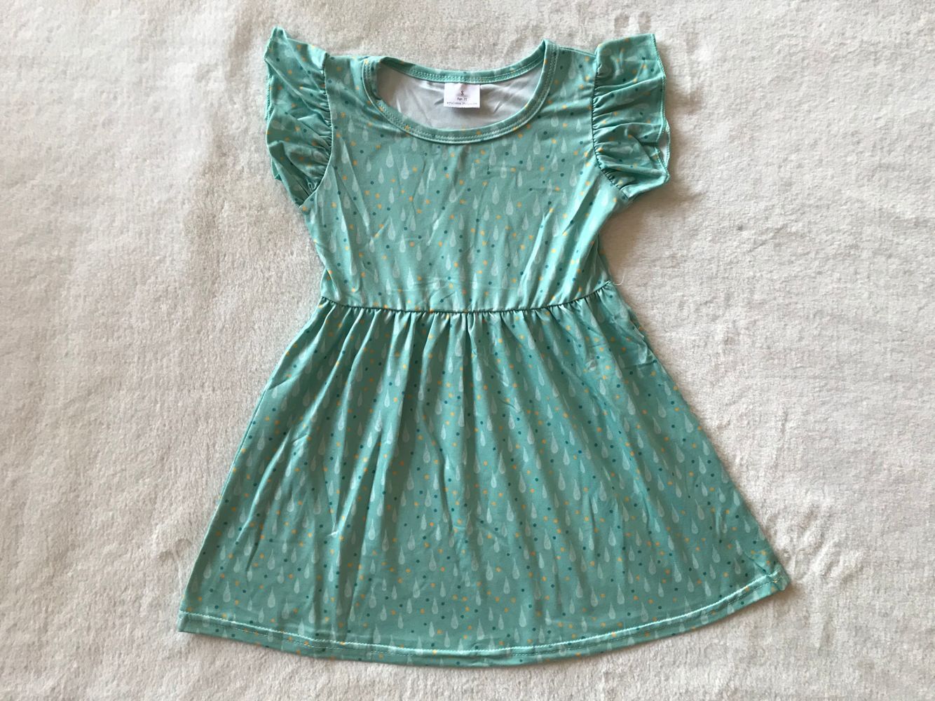 RTS SALES NO MOQ G2-19-5;' Waterdrop green flying sleeves dress