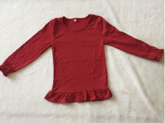 RTS SALES NO MOQ G3-4-1/* Dark red long-sleeved top