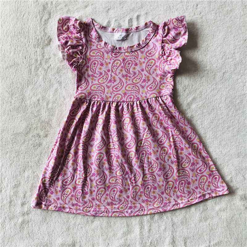 RTS SALES NO MOQ G4-3-6* Purple flower sleeve dress