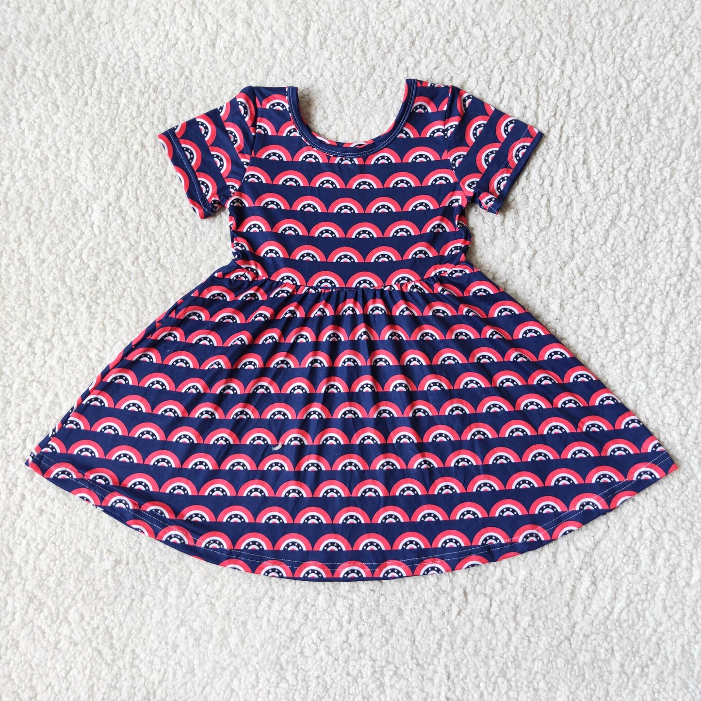 Star Rainbow Navy Short Sleeve dress 星星彩虹藏青色短袖裙