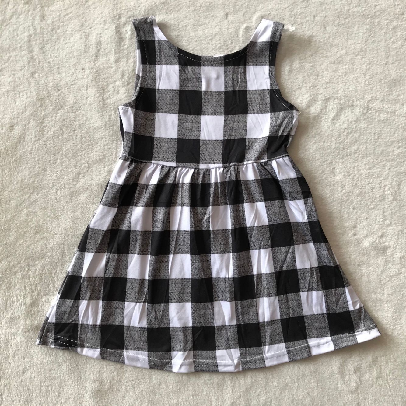 RTS SALES NO MOQ G3-11-3...* Black, gray and white dotted sleeveless dress