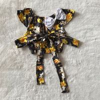 G4-27 Yellow and white flower flying sleeve top + belt