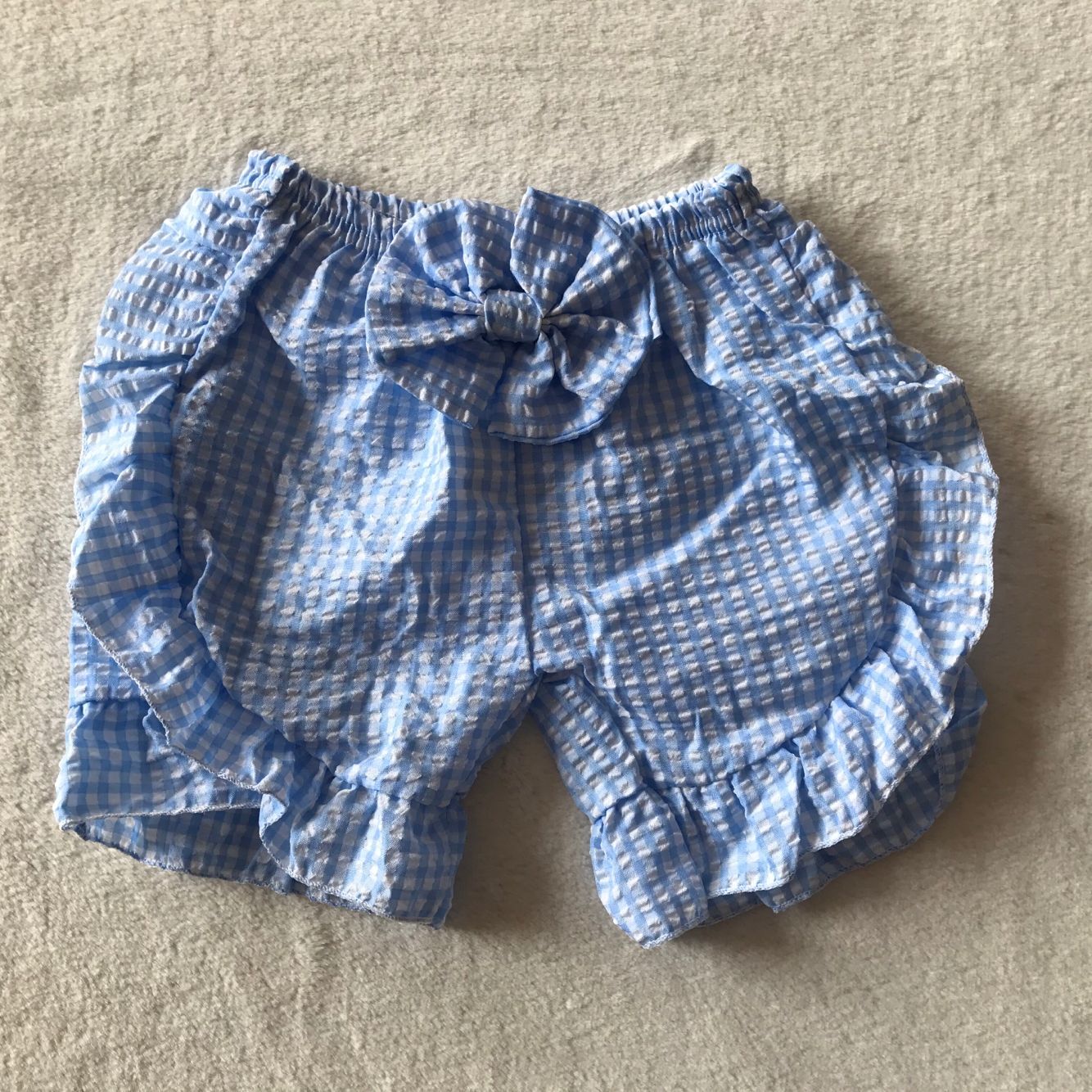 G5-12-1.* Bow-knot light blue plaid pants