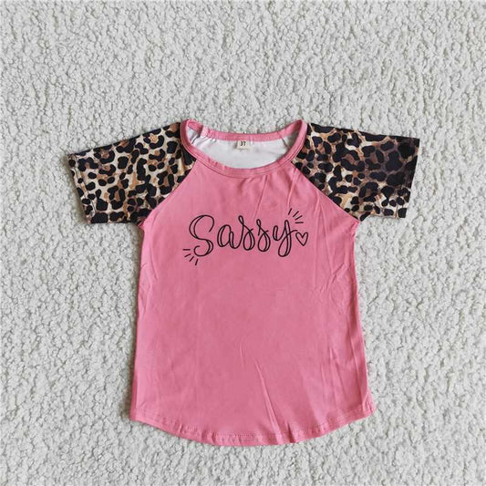 G4-3/. Saggy children's leopard print short-sleeved top