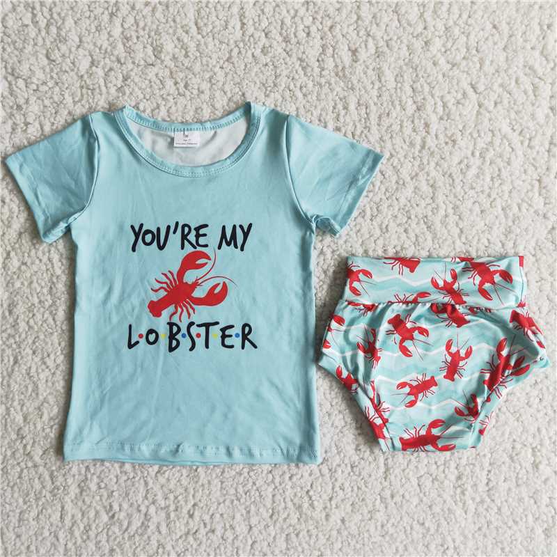 RTS SALES NO MOQ G2-3-4//. Light blue letter lobster thong set