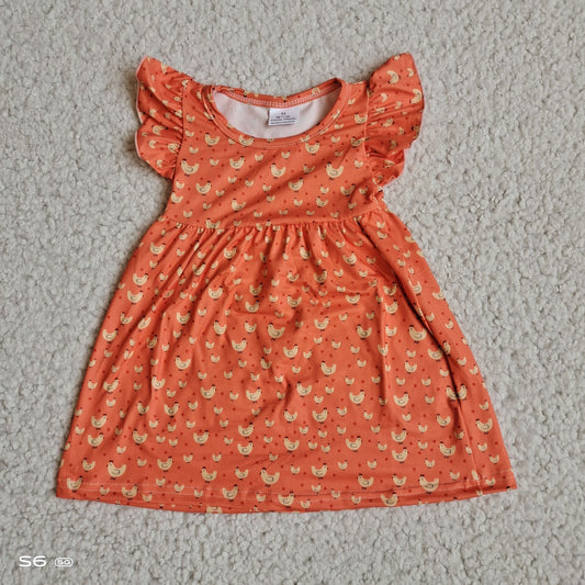 RTS SALES NO MOQ G3-3-5;; Yellow chick orange flying sleeves dress