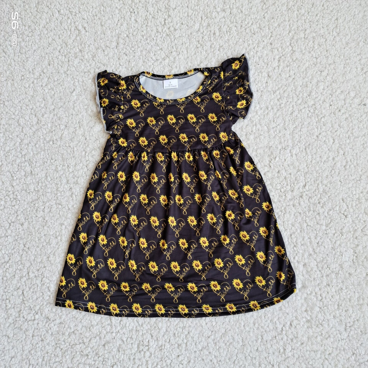 Little sunflower black flying sleeve dress 小向日葵黑色飞袖裙