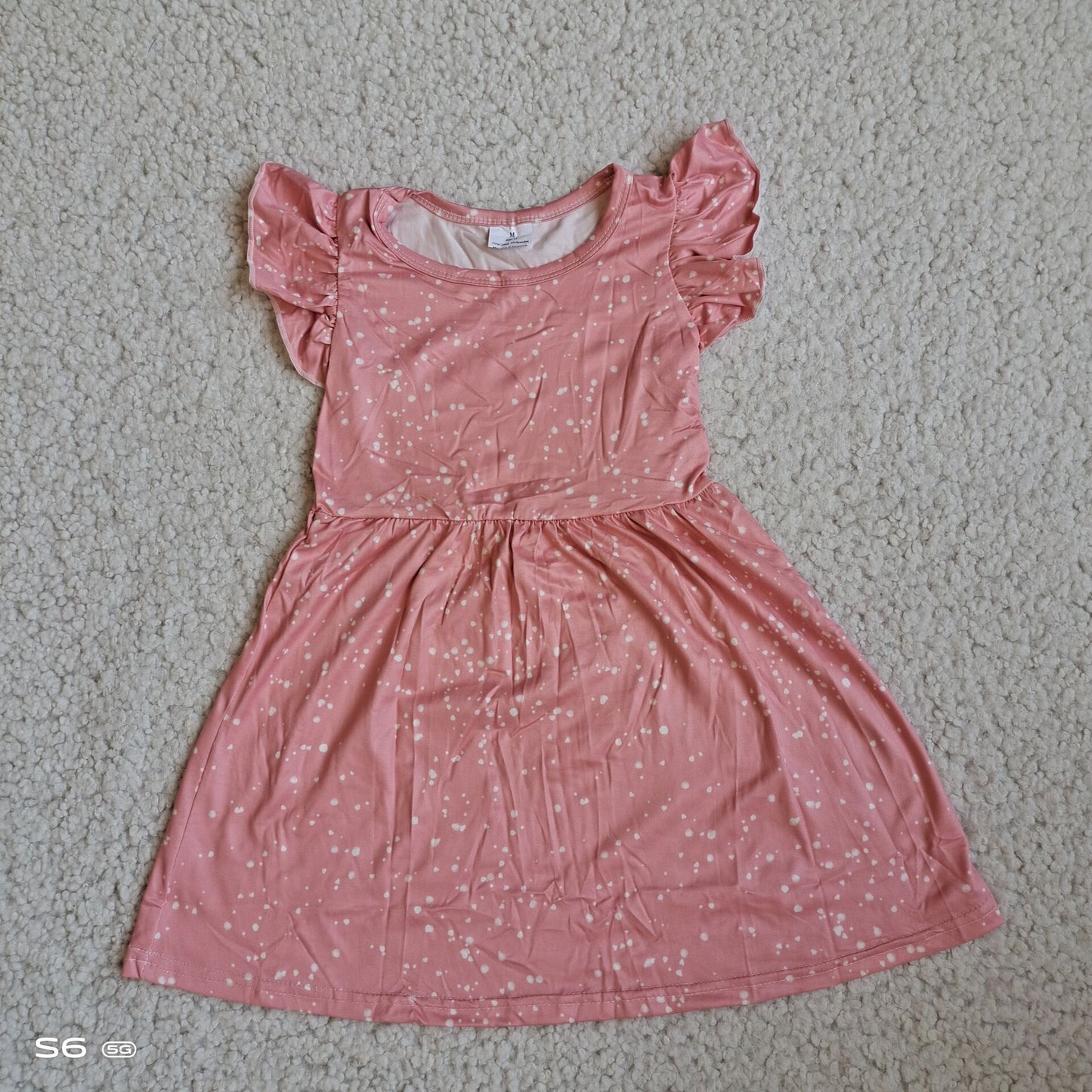 G5-3-2*. Pink flying sleeves dress with white dots