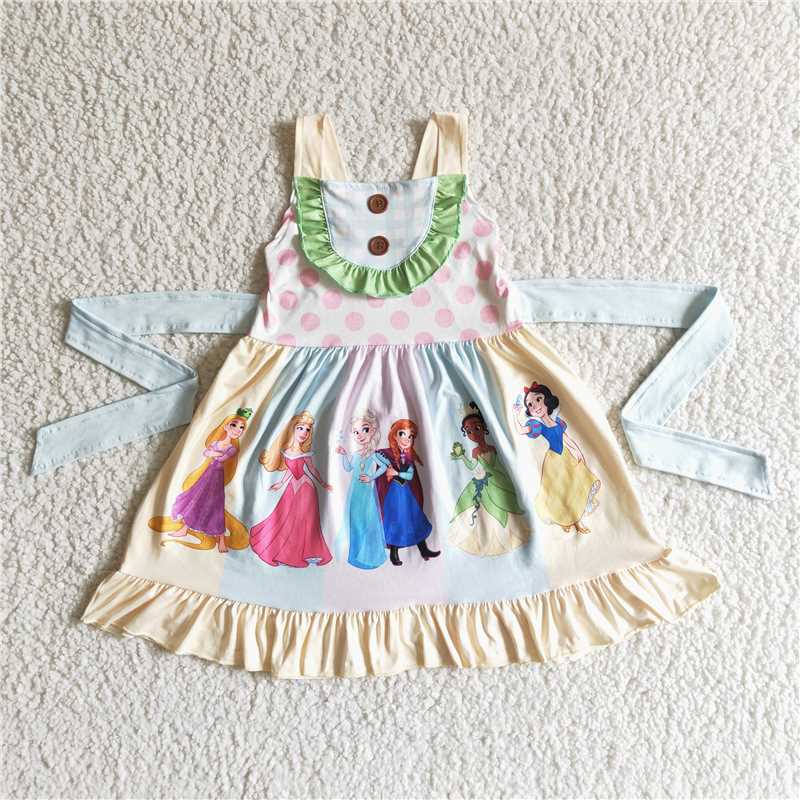 GSd0018 Blue suspender lace-up Disney princess Snow White and Elsa dress