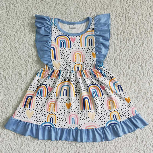 GSD0016 Blue polka dot short sleeve dress