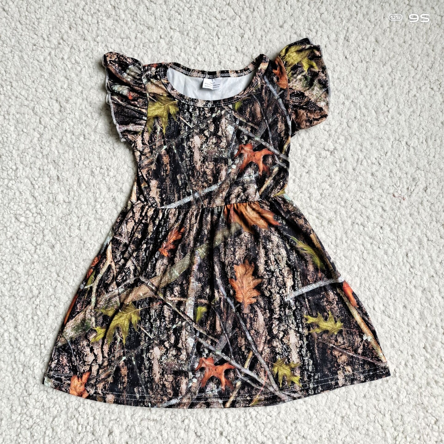 G4-26-4 Brown and black tree print flying sleeve dress