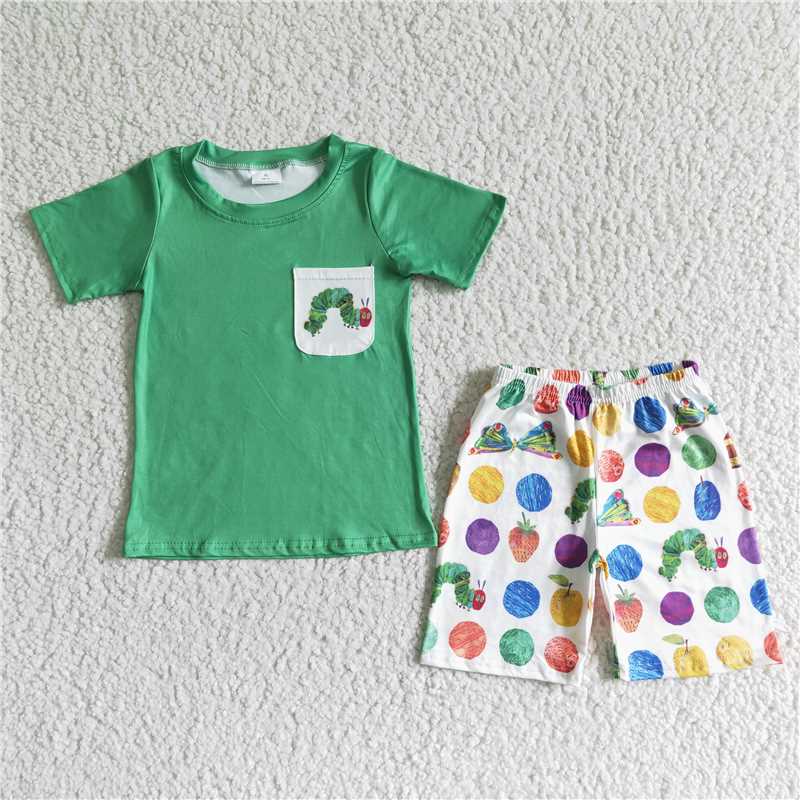 RTS NO MOQ Boys and Girls Caterpillar Bandage Summer Mixed Outfit