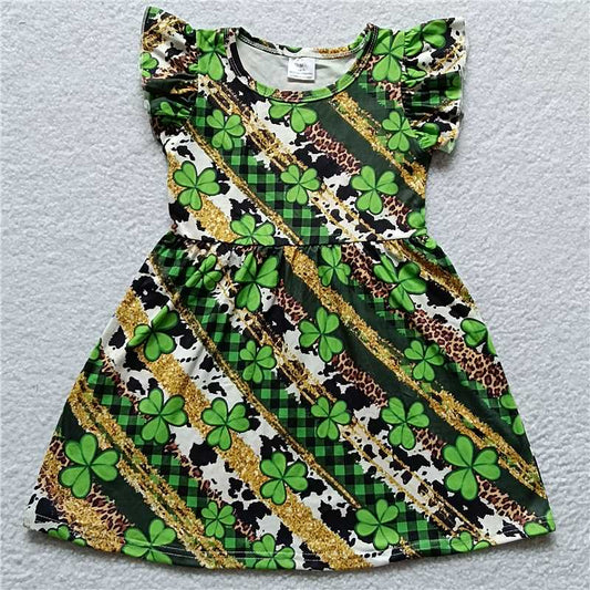 G1-12-4* Shamrock tie-dye flying sleeves dress