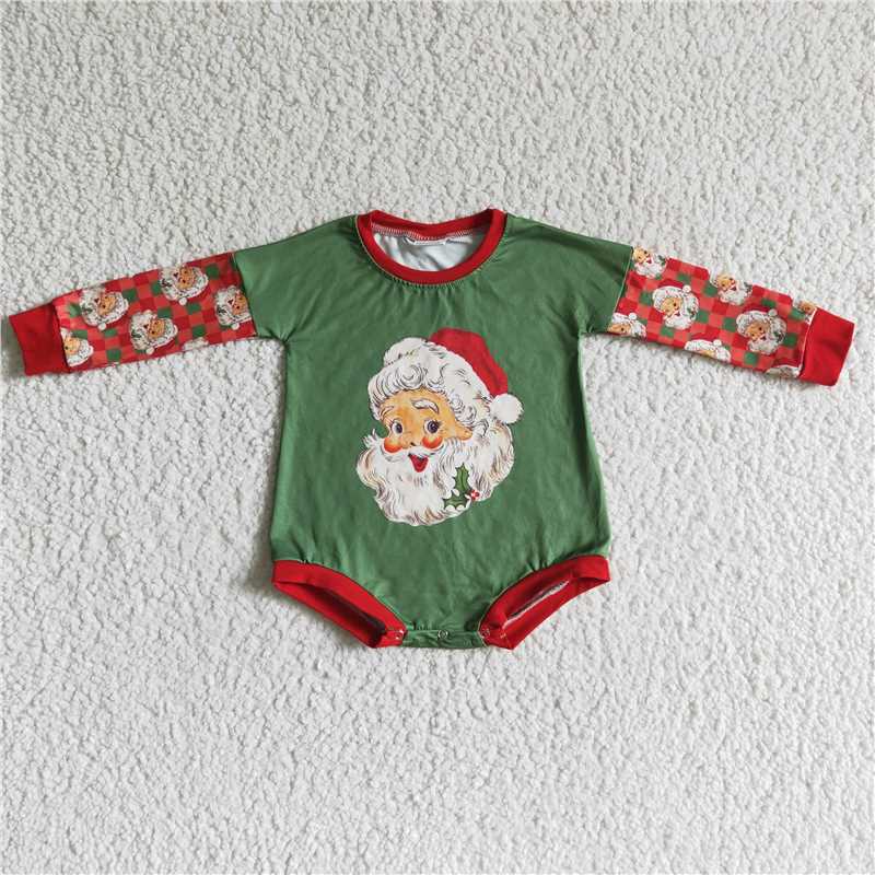 RTS NO MOQ Baby kids cartoon Christmas character long sleeve short romper