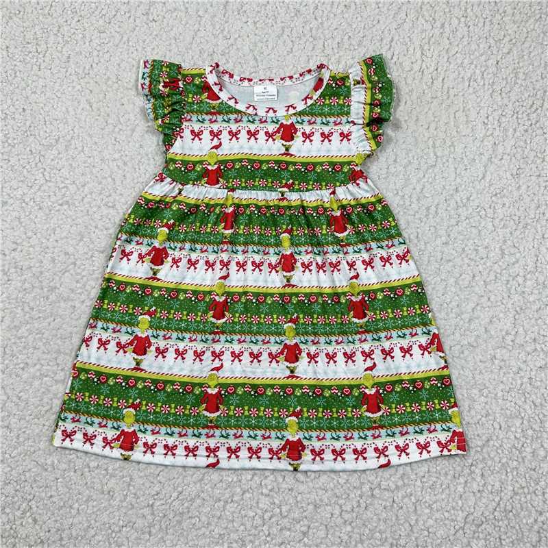Christmas Green Monster Candy Green Flying Sleeve Dress 圣诞绿怪糖果绿色飞袖裙