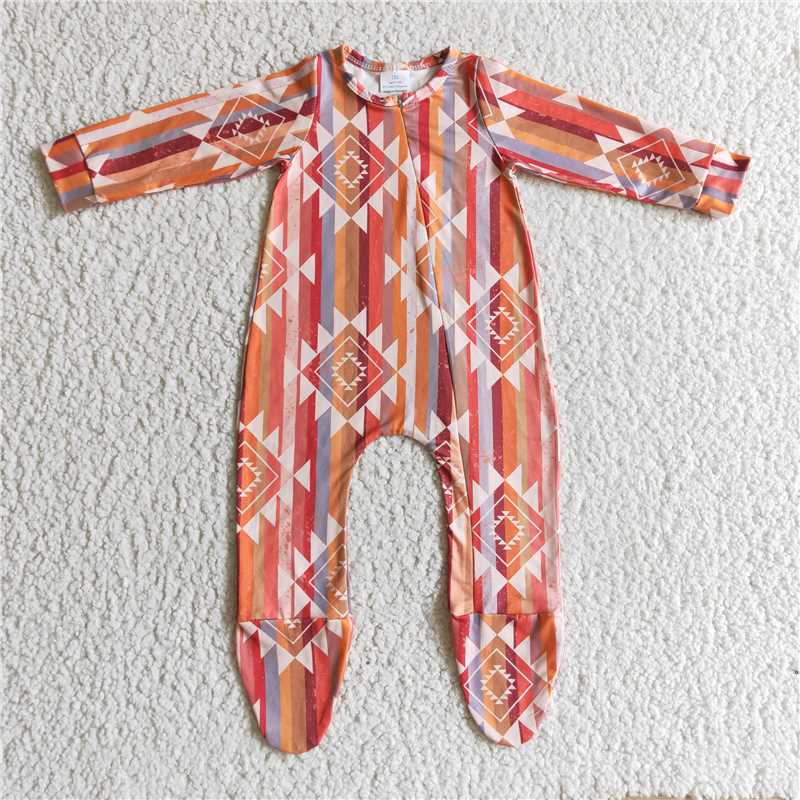 RTS NO MOQ Baby kids geometric diamond-bull head pattern long stockings romper