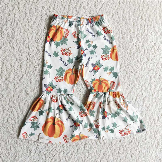 RTS SALES NO MOQ G5-8-1*;. Pumpkin bougainvillea flared trousers